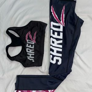 Shredz Army workout 2 piece set. Sports bra and pants.